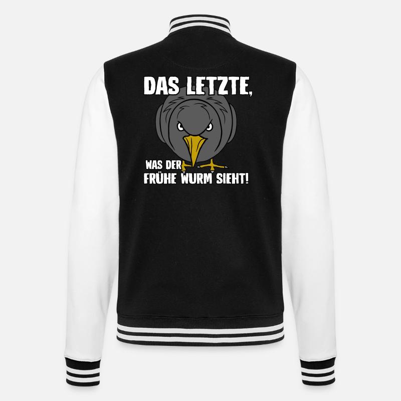 Das letzte was der frühe Wurm sieht - College-Sweatjacke - Schwarz/Weiß
