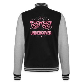 Sonnenbrille & Kostüm - Lustiges Motiv - College-Sweatjacke - Schwarz/Grau meliert - Hinten - Marisol (170cm)