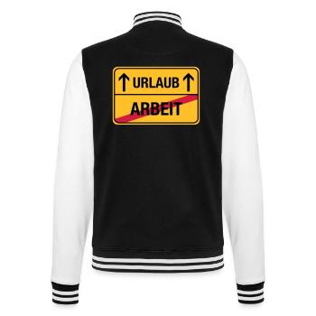 Arbeit – Urlaub (dh) Endlich Urlaub - College-Sweatjacke - Schwarz/Weiß - Hinten - Marisol (170cm)