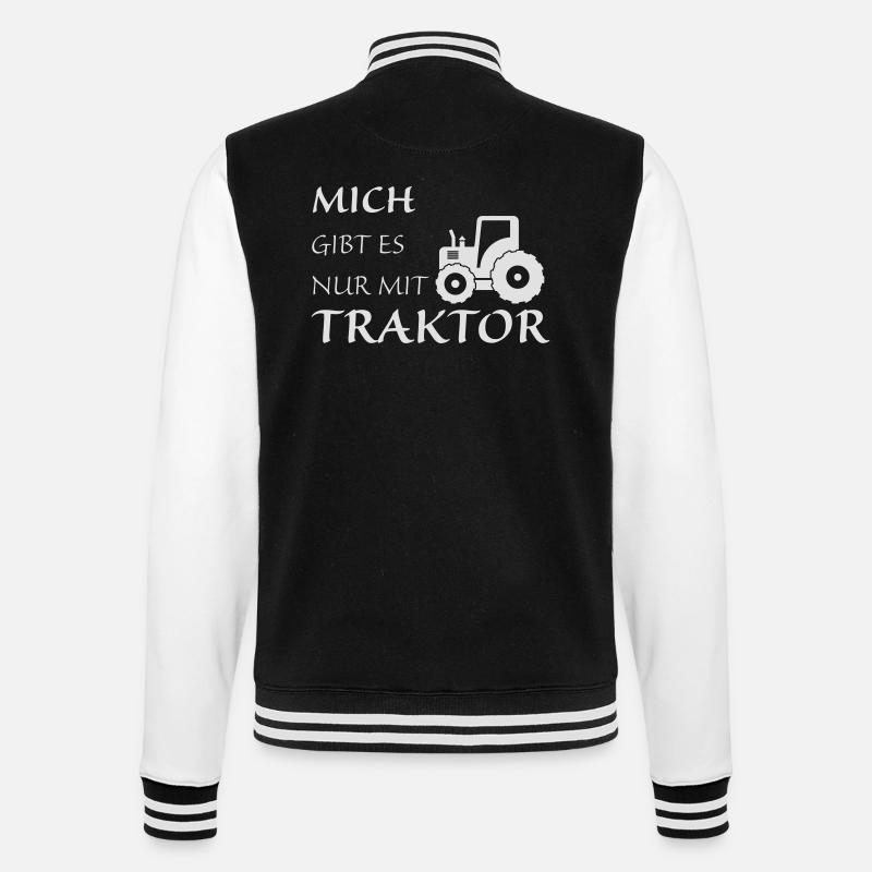 Nur mit Traktor - College-Sweatjacke - Schwarz/Weiß
