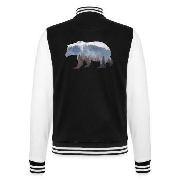Bär mit Wald - College-Sweatjacke - Schwarz/Weiß - Hinten - Marisol (170cm)