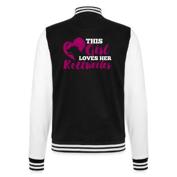 Chien / Rottweiler: Cette fille aime son Rottweiler - Veste Teddy - noir/blanc - Dos - Marisol (170cm)
