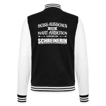 Heiss aussehen - Schreinerin - College-Sweatjacke - Schwarz/Weiß - Hinten - Marisol (170cm)