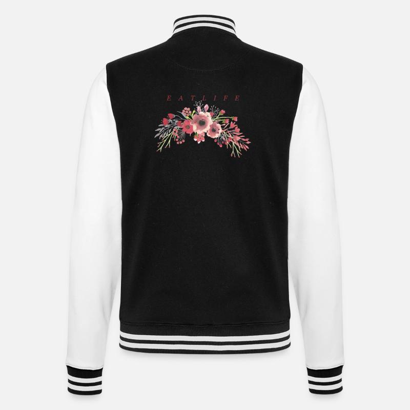 Flower pattern - College Sweat Jacket - black/white