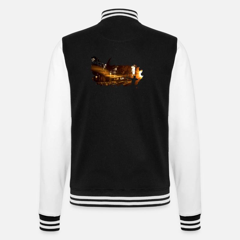 bowhunter splash sunset - College Sweat Jacket - black/white