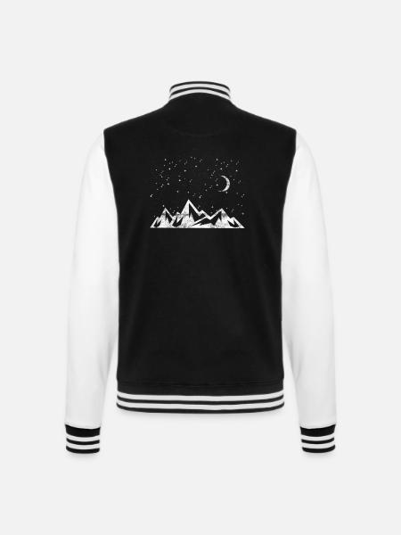 Geschenk Keep it Simple Sternenhimmel Berge Mond - College-Sweatjacke - Schwarz/Weiß