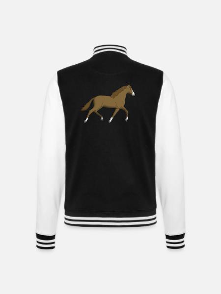 horse brown - College Sweat Jacket - black/white