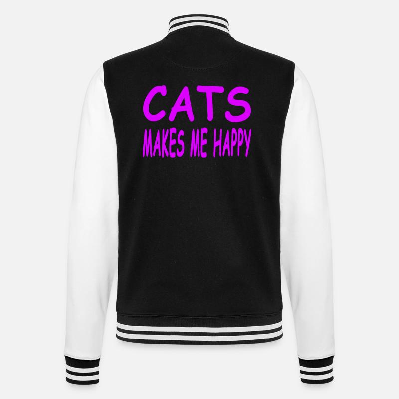 Katzen - College-Sweatjacke - Schwarz/Weiß