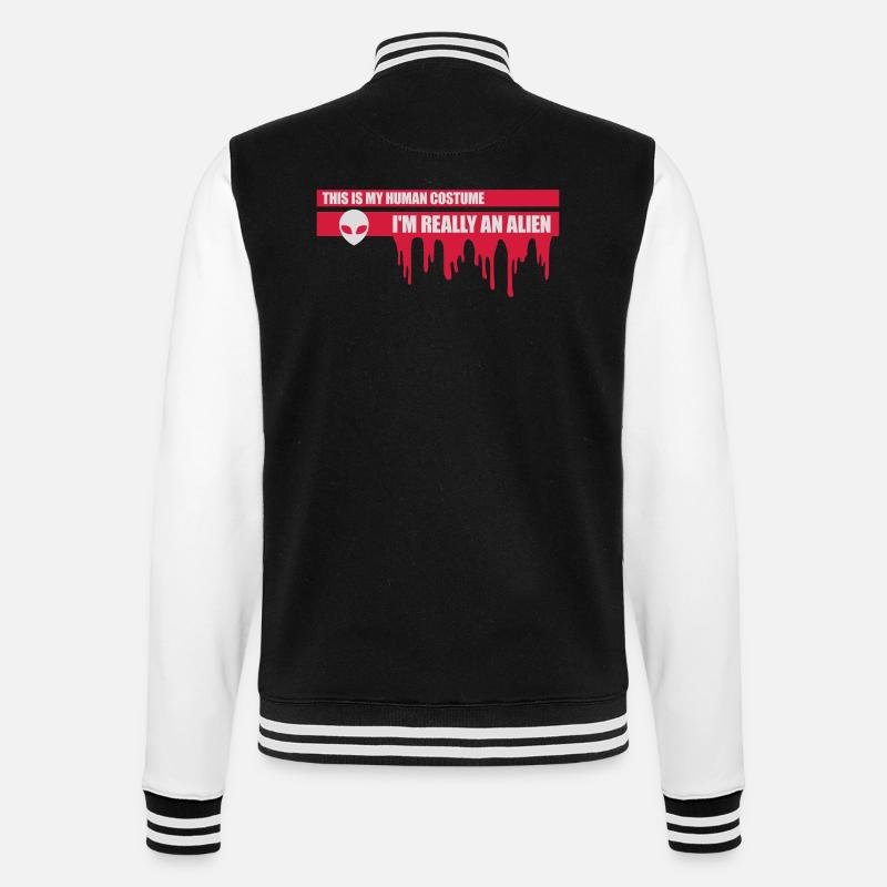 human costume alien quote - College Sweat Jacket - black/white