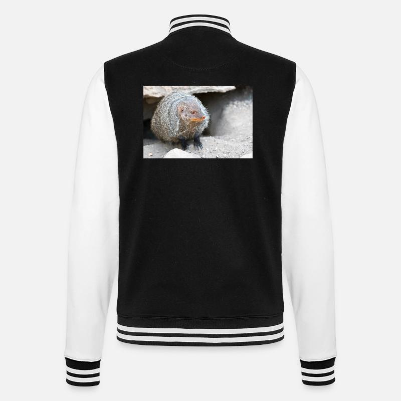 Gebänderte Manguste oder Zebramanguste - College-Sweatjacke - Schwarz/Weiß