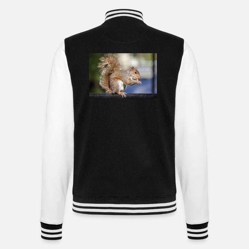 Grauhörnchen essen - College-Sweatjacke - Schwarz/Weiß