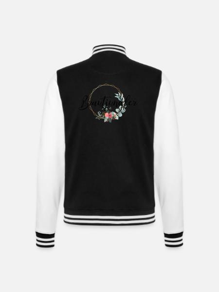Brautjungfer Schriftzug für JGA / Hochzeit - College-Sweatjacke - Schwarz/Weiß