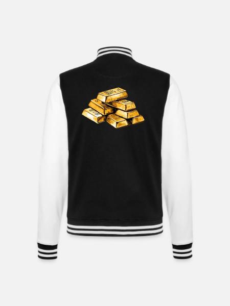 Goldbarren - Lifestyle und finanzieller Erfolg - College-Sweatjacke - Schwarz/Weiß