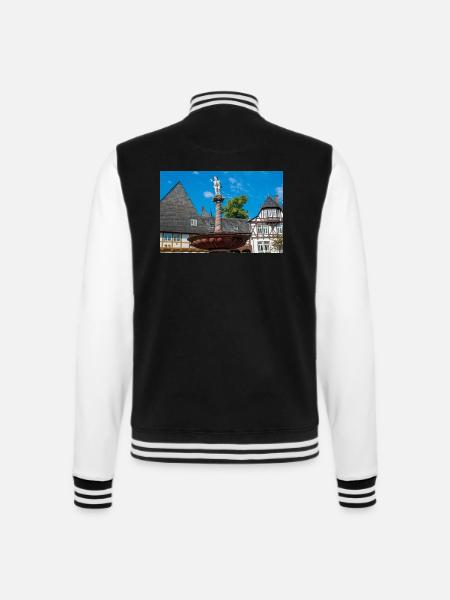 Brunnen auf historischem Marktplatz Goslar - College-Sweatjacke - Schwarz/Weiß