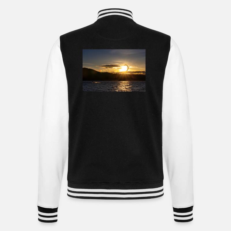 Kitesurfer am Kochelsee - College-Sweatjacke - Schwarz/Weiß