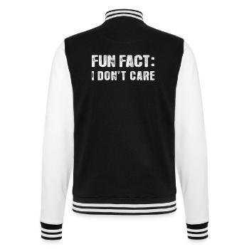 Fun Fact: Es ist mir egal - College-Sweatjacke - Schwarz/Weiß - Hinten - Marisol (170cm)