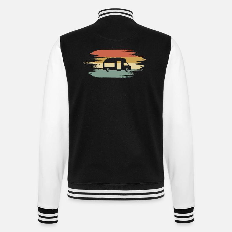 Caravan Camping Camper Retro - College Sweat Jacket - black/white