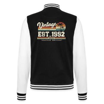 1992 Vintage Vintage Retro Birthday Gift - College Sweat Jacket - black/white - Back - Marisol (170cm)