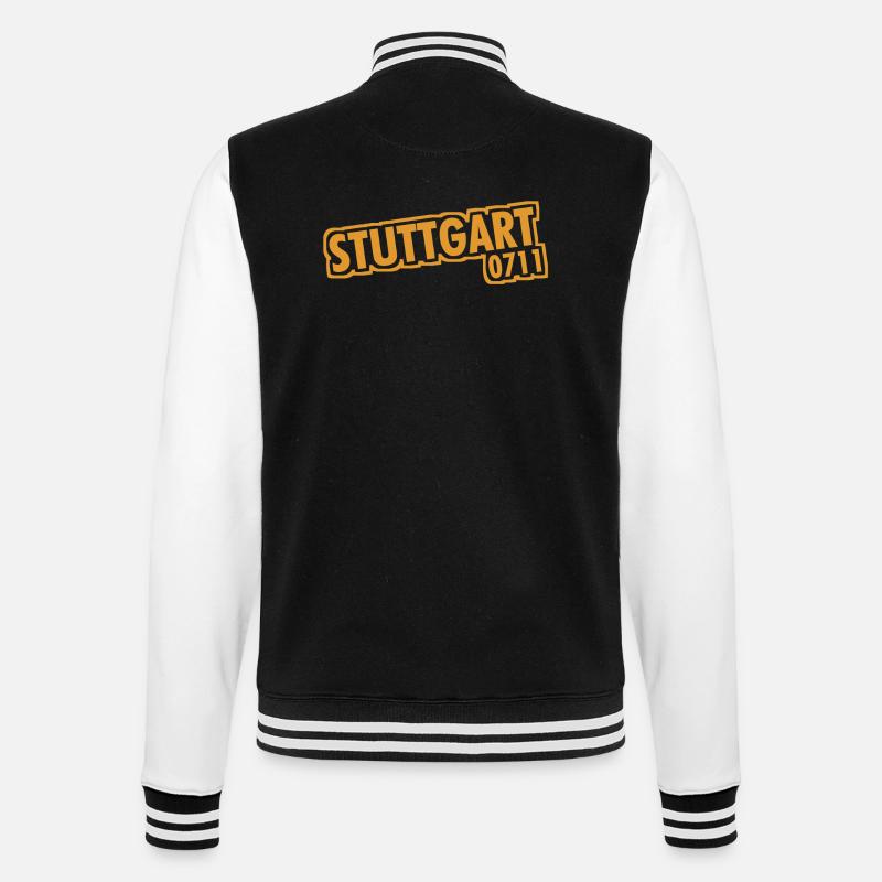 Stuttgart - 0711 - Area Code - Baden-Württemberg - College Sweat Jacket - black/white