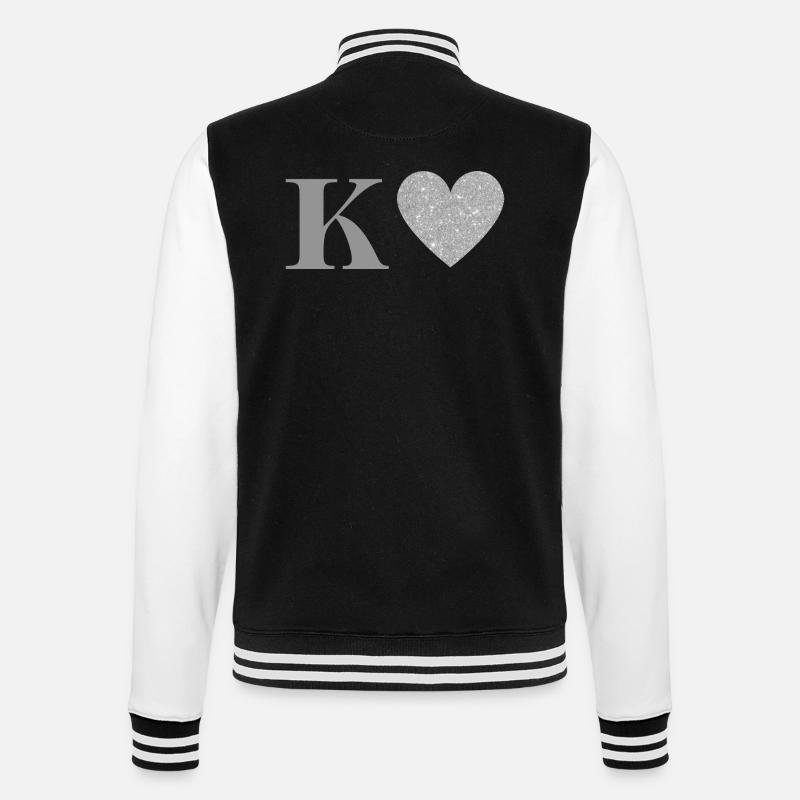 Silver Heart Letter k - College Sweat Jacket - black/white