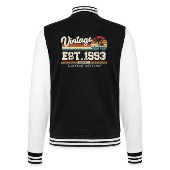 1993 Vintage Vintage Retro Birthday Gift - College Sweat Jacket - black/white - Back - Marisol (170cm)