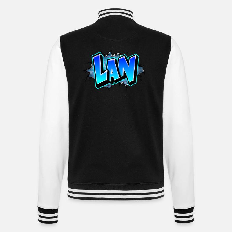 Graffiti Lan Blue Brick Cracks - College Sweat Jacket - black/white