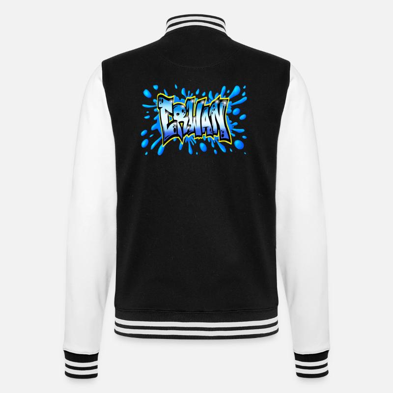 Erwan GRAFFITI NAME PRINT - College Sweat Jacket - black/white