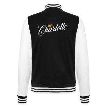 Charlotte Custom Name for Women Kids Toddlers - - College Sweat Jacket - black/white - Back - Marisol (170cm)