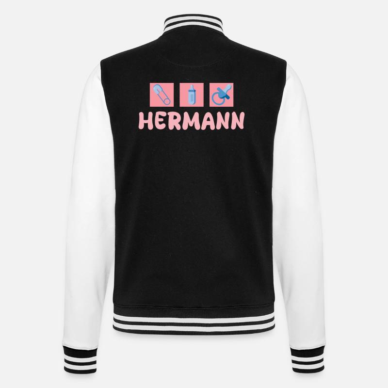 Hermann as a pacifier - College Sweat Jacket - black/white