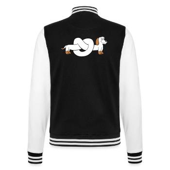Hund Dackel Brezel Form Knoten Langer Körper Comic - College-Sweatjacke - Schwarz/Weiß - Hinten - Marisol (170cm)