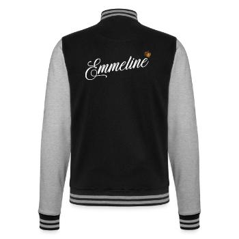 Emmeline Benutzerdefinierter Name für Frauen Kinder Kleinkinder - - College-Sweatjacke - Schwarz/Grau meliert - Hinten - Marisol (170cm)