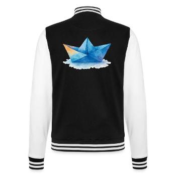 papierboot aquarell - College-Sweatjacke - Schwarz/Weiß - Hinten - Marisol (170cm)