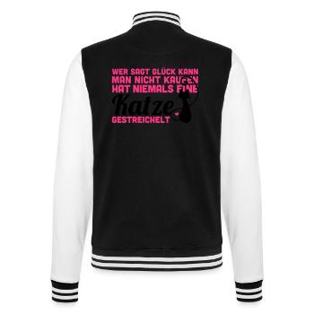 Katze: Glück kann man kaufen - College-Sweatjacke - Schwarz/Weiß - Hinten - Marisol (170cm)