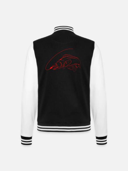 Zander mit Schnur 3 - College-Sweatjacke - Schwarz/Weiß