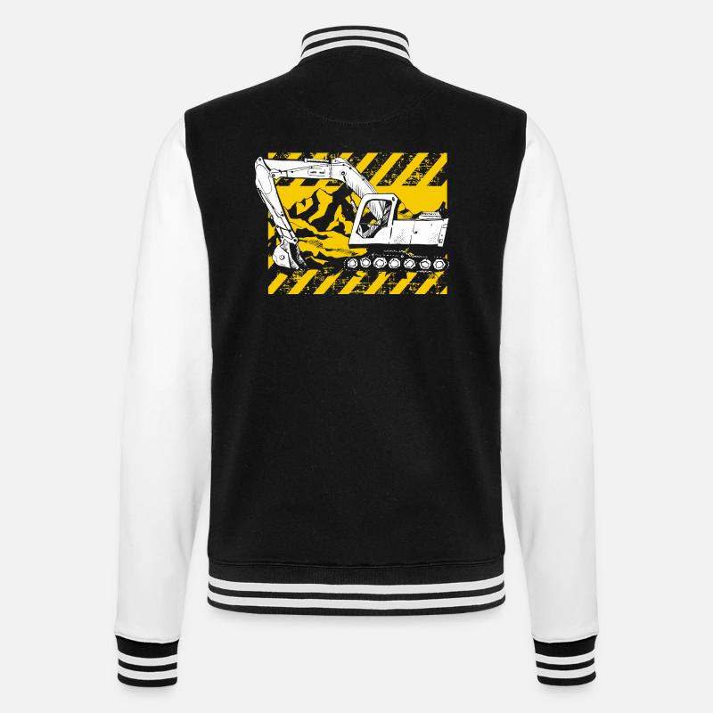 Excavator machine operator work job job gala construction - College Sweat Jacket - black/white