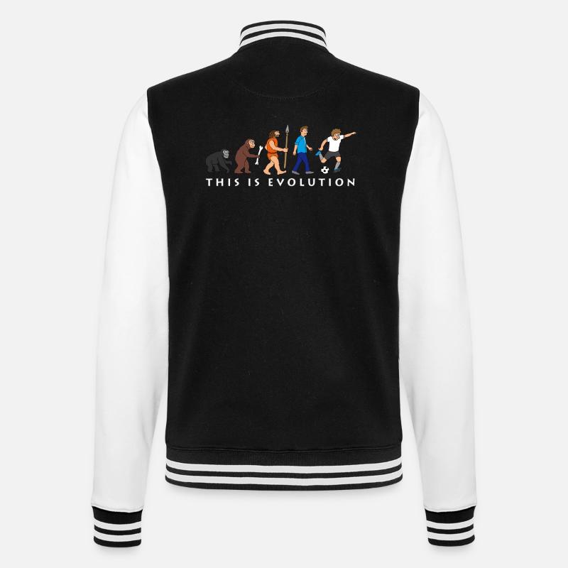 evolution_fussball_comic_a - College-Sweatjacke - Schwarz/Weiß