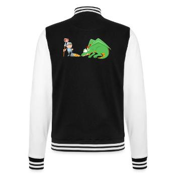 Ritter und Drache - College-Sweatjacke - Schwarz/Weiß - Hinten - Marisol (170cm)