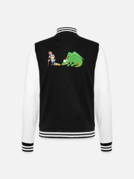 Ritter und Drache - College-Sweatjacke - Schwarz/Weiß