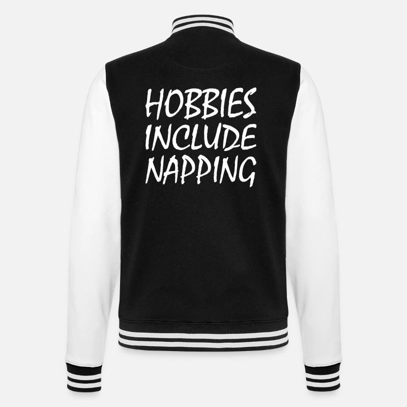 Hobbies include napping - College Sweat Jacket - black/white