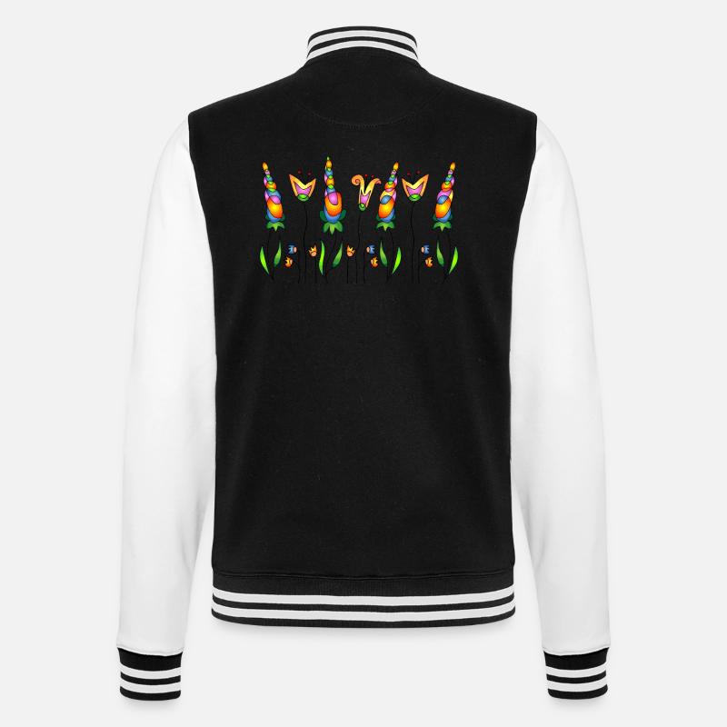 Flowers - College Sweat Jacket - black/white