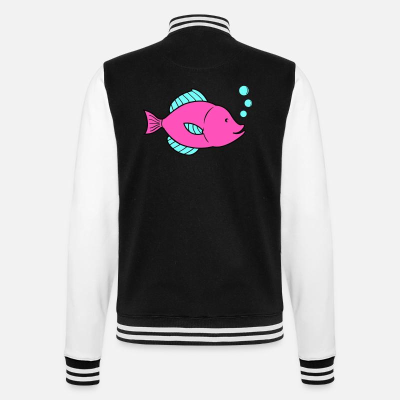 Bande dessinée de poisson 1 - Veste Teddy - noir/blanc