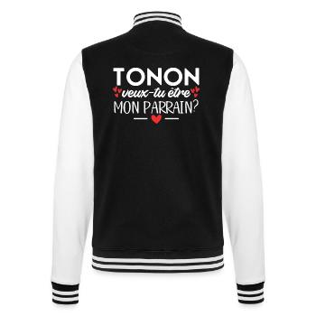 Tonton Veux-tu être Mon Parrain Futur Parrain - Veste Teddy - noir/blanc - Dos - Marisol (170cm)