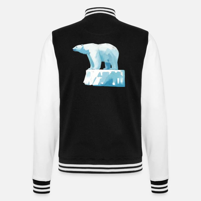 Eisbär auf Eisscholle - College-Sweatjacke - Schwarz/Weiß