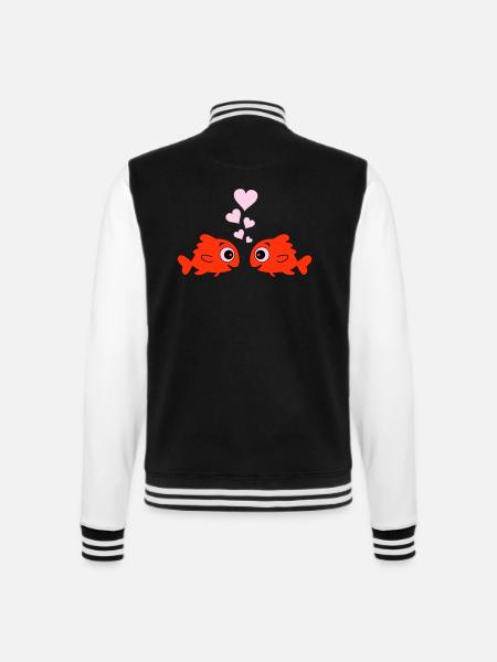 Comic Pisces in Love - College Sweat Jacket - black/white