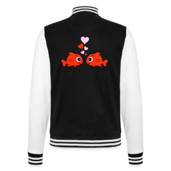 comic fische in love 2 - College-Sweatjacke - Schwarz/Weiß - Hinten - Marisol (170cm)