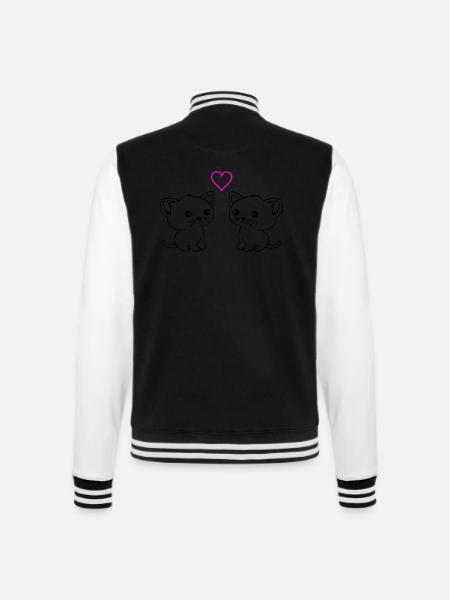 süße katzen love - College-Sweatjacke - Schwarz/Weiß