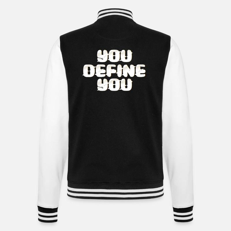 Du definierst Dich - College-Sweatjacke - Schwarz/Weiß