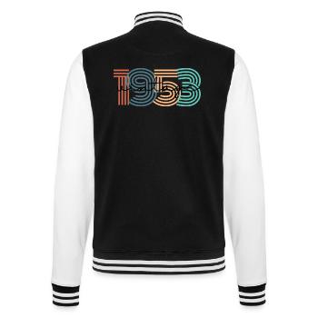 1953 Vintage Retro - College-Sweatjacke - Schwarz/Weiß - Hinten - Marisol (170cm)