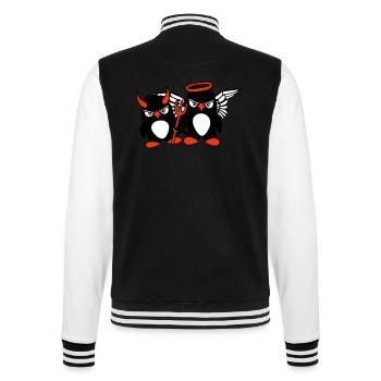 2 Pingouins Ange Diable Mal Bon Ciel Enfer Cool - Veste Teddy - noir/blanc - Dos - Marisol (170cm)