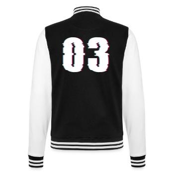 Drei 3 Three 03 Zahl Effekt Verzerrt Nummer - College-Sweatjacke - Schwarz/Weiß - Hinten - Marisol (170cm)
